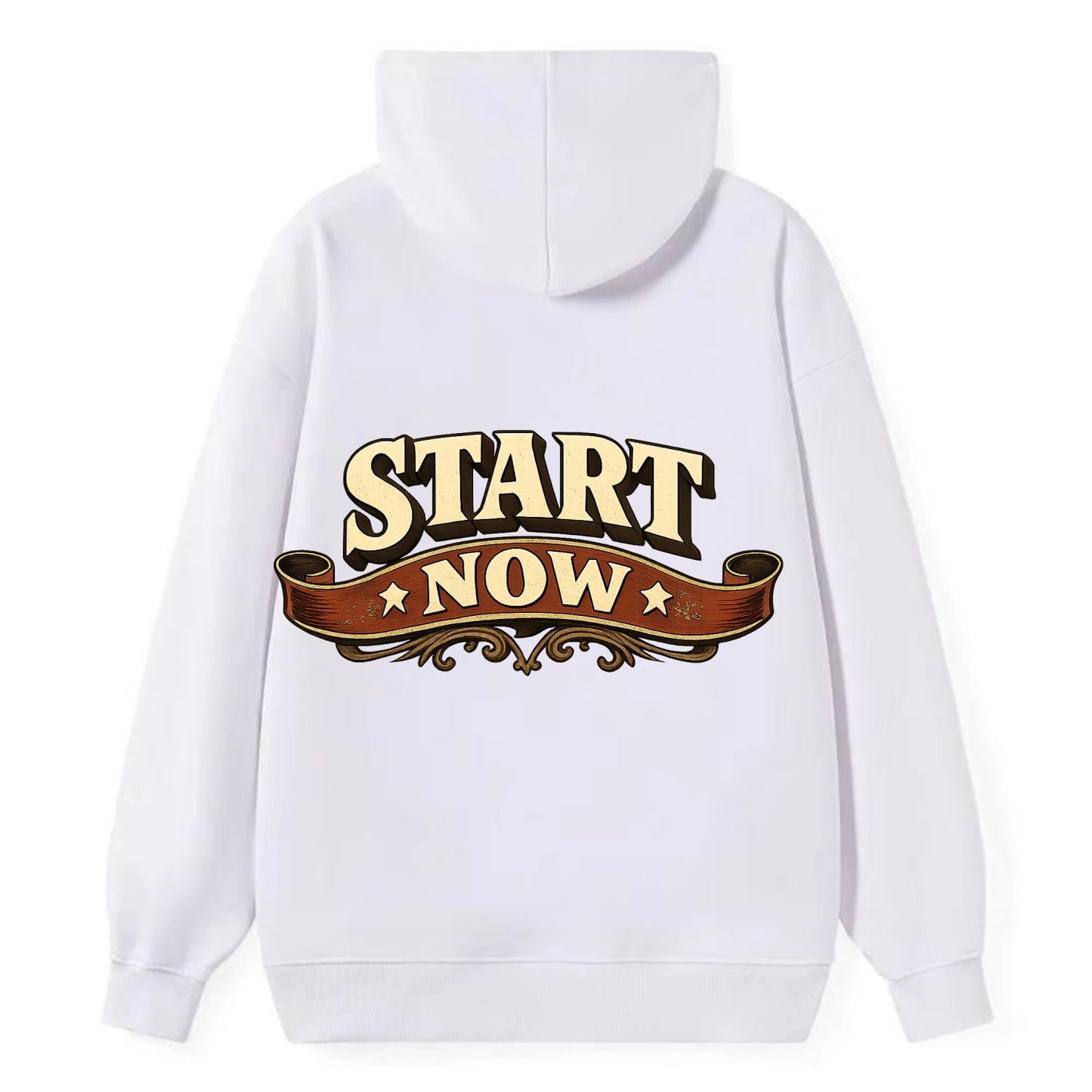 Bold typography design - "START NOW" - begin immediately, no delay - Classic Pullover Hoodie - White
