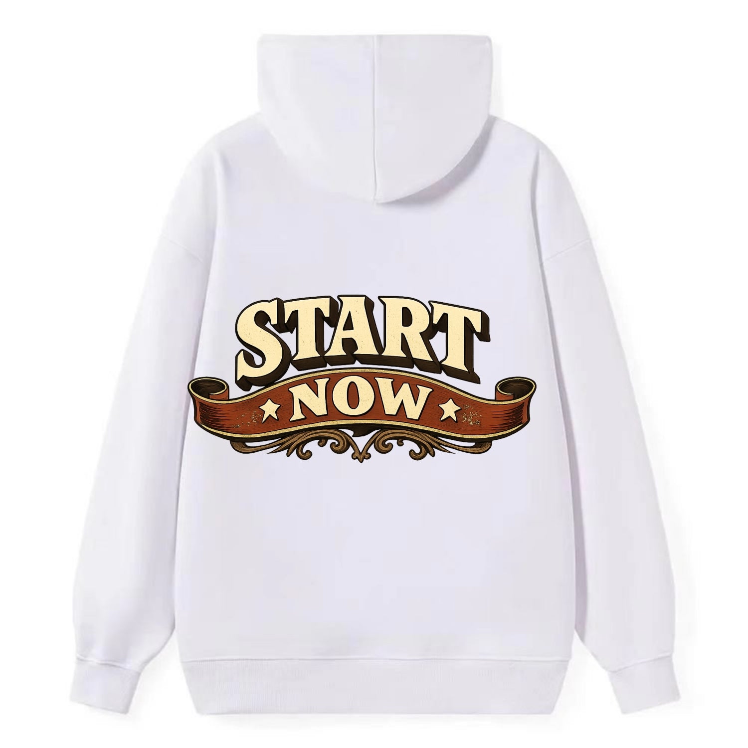 Bold typography design - "START NOW" - begin immediately, no delay - Classic Pullover Hoodie - White