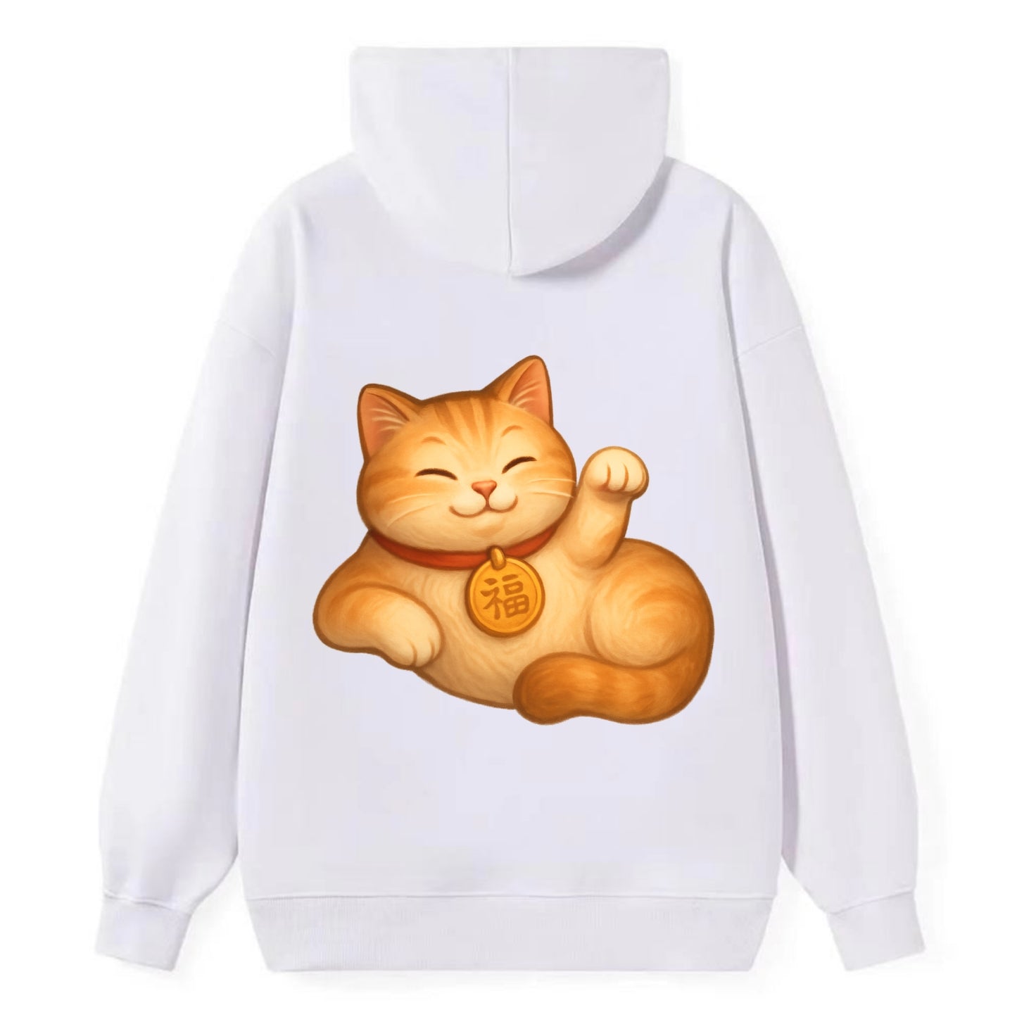Maneki Neko Pose - Classic Pullover Hoodie - White