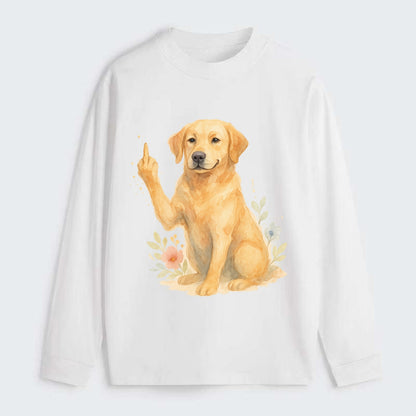 Labrador Retriever yellow sitting pretty, friendly face, strong paw up - Classic Long Sleeve Shirt - White