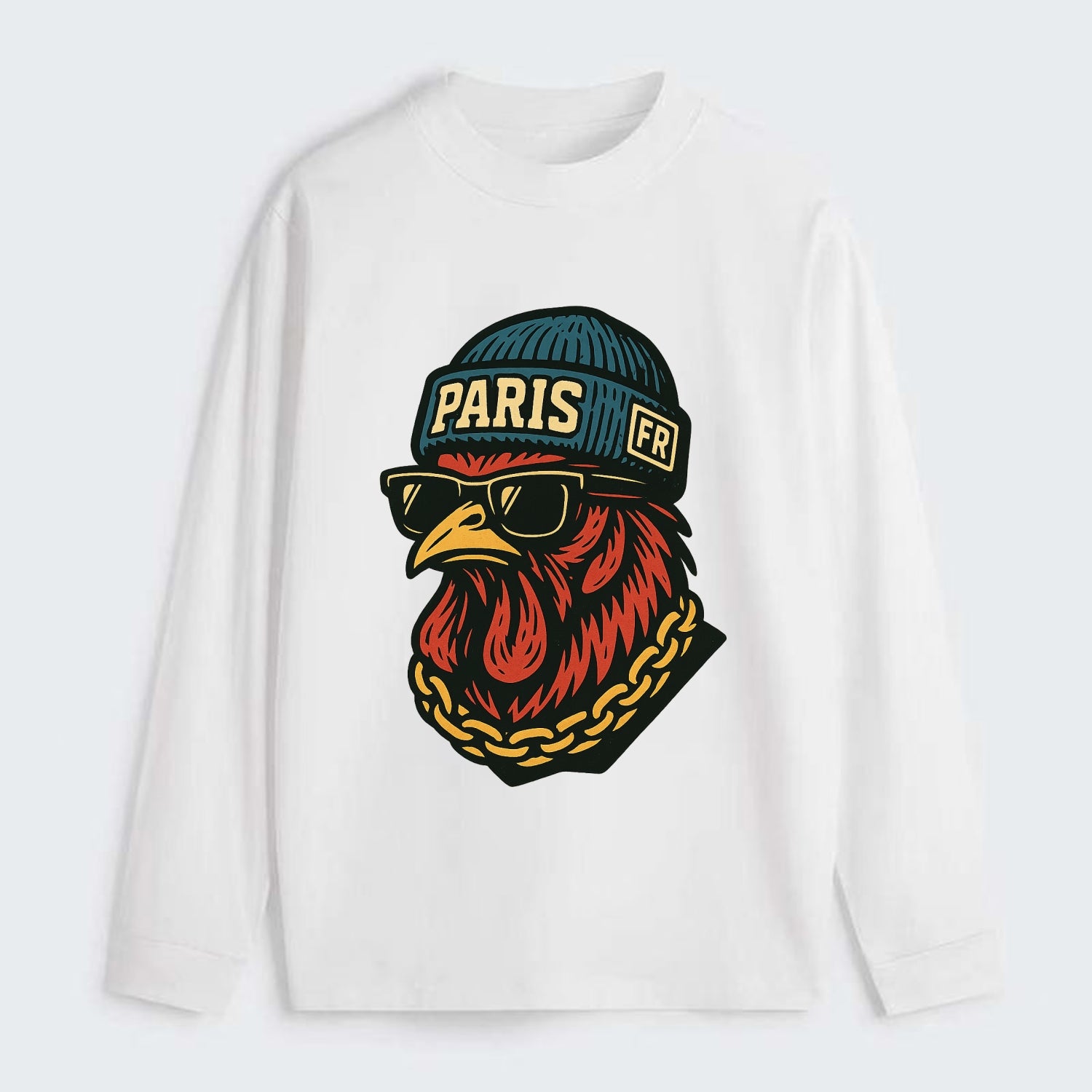 Paris Rooster - Classic Long Sleeve Shirt - White