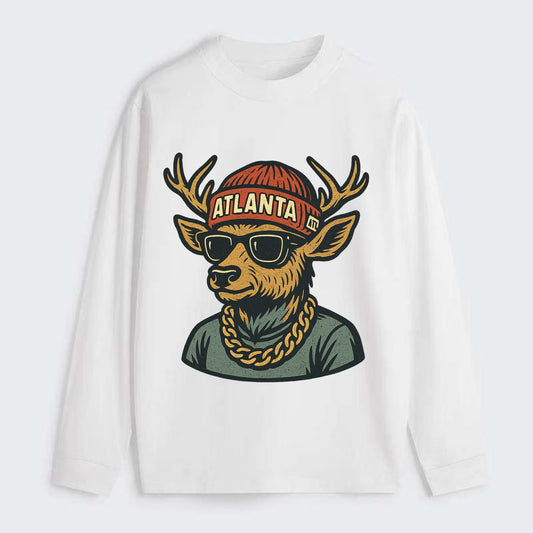 "deer" "atlanta" "atl" "red" "us South" - Classic Long Sleeve Shirt - White