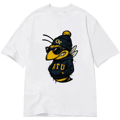 Atlanta Yellow Jacket wearing Georgia Tech beanie with GT patch - Classic T-shirt - White