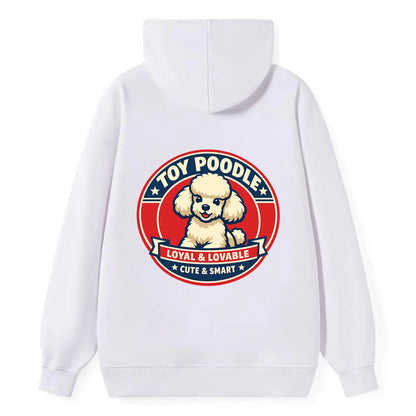Elegant Poodle Emblem - Classic Pullover Hoodie - White