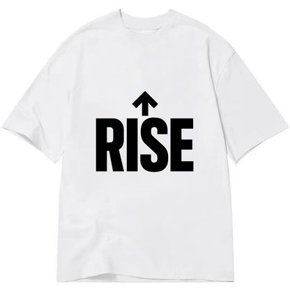 Bold typography design - "RISE" - getting up, ascending, elevating - Classic T-shirt - White