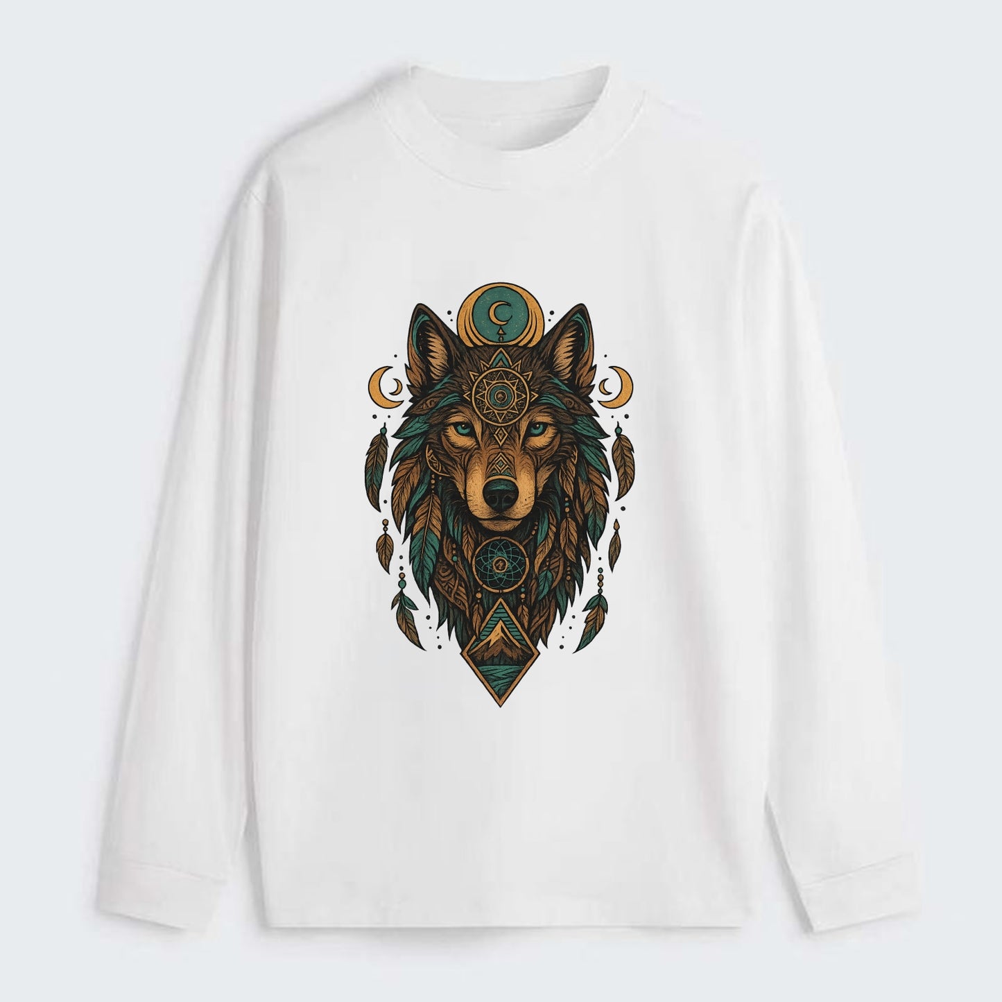 Retro 80s Wolf  - Classic Long Sleeve Shirt - White