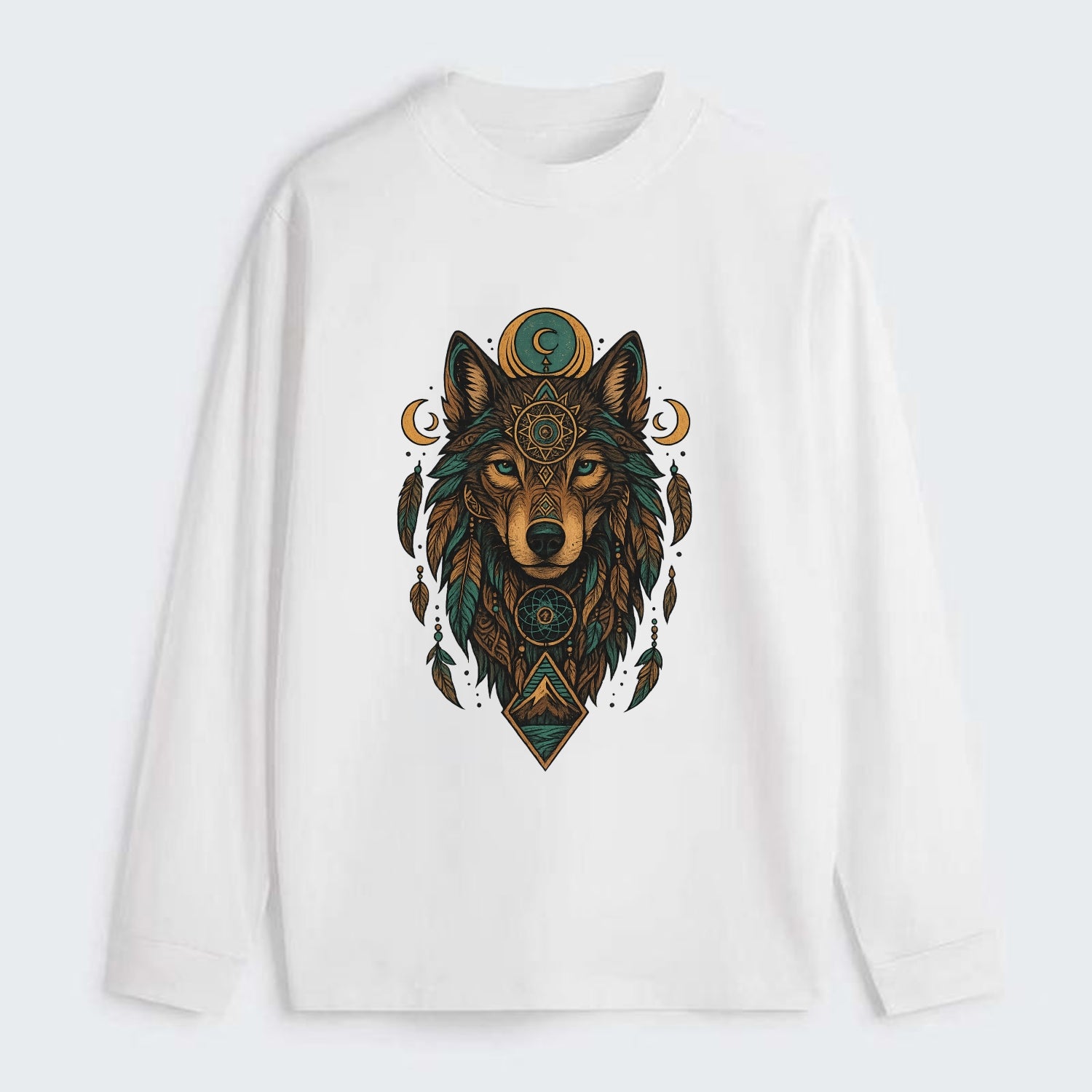 Retro 80s Wolf  - Classic Long Sleeve Shirt - White