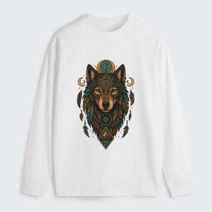 Retro 80s Wolf  - Classic Long Sleeve Shirt - White