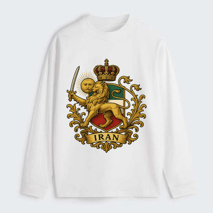 Royal Iran Coat Of Arms - Classic Long Sleeve Shirt - White