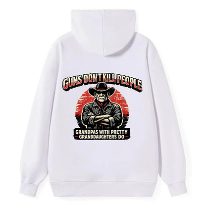 Grandpas Pretty Granddaughters - Cowboy - Classic Pullover Hoodie - White