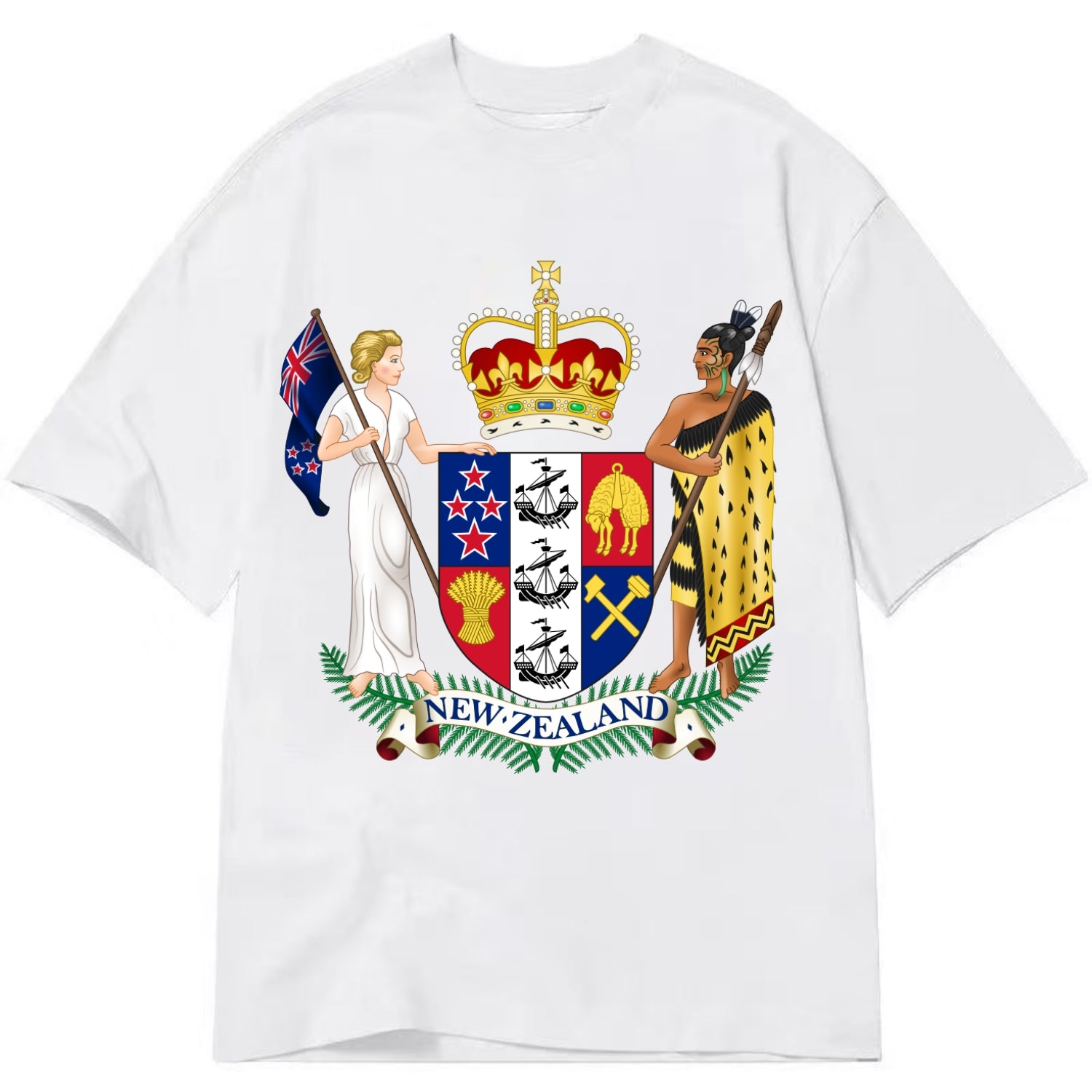 Coat Of Arms Of New Zealand - Classic T-shirt - White