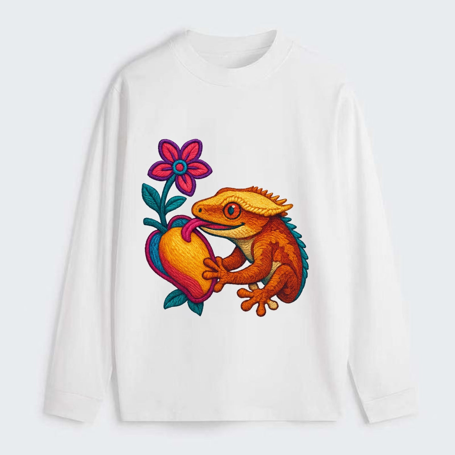 Crested Gecko - Classic Long Sleeve Shirt - White