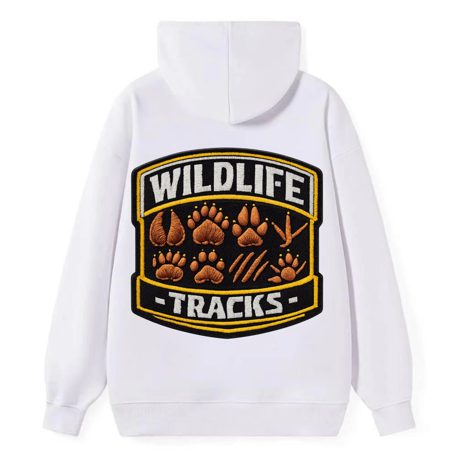WILDLIFE TRACKS - animal footprints in brown , tracker - Classic Pullover Hoodie - White