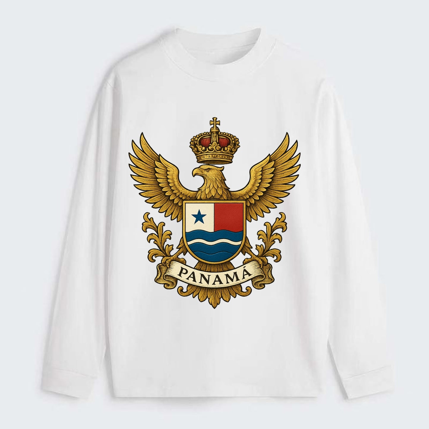 Panama Heritage Badge  - Classic Long Sleeve Shirt - White