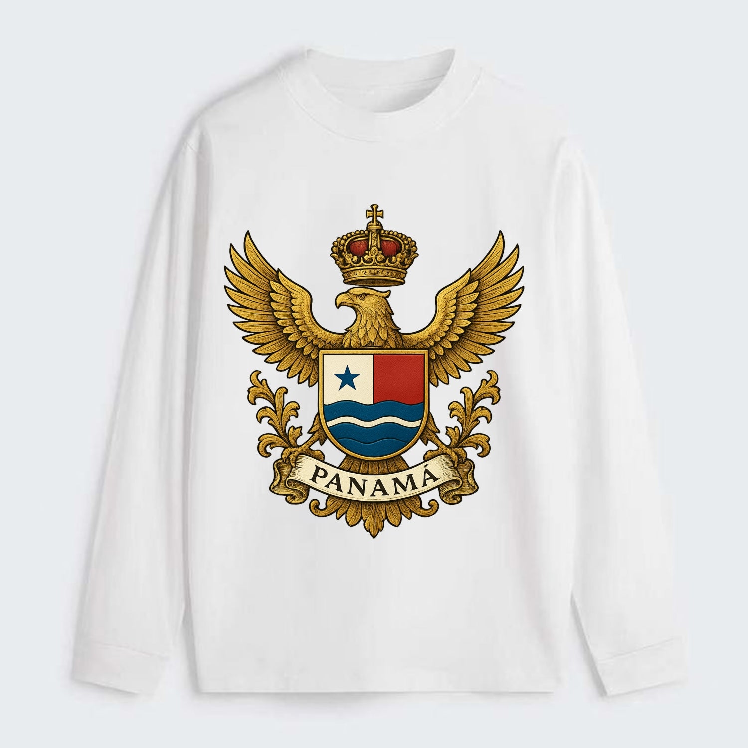 Panama Heritage Badge  - Classic Long Sleeve Shirt - White