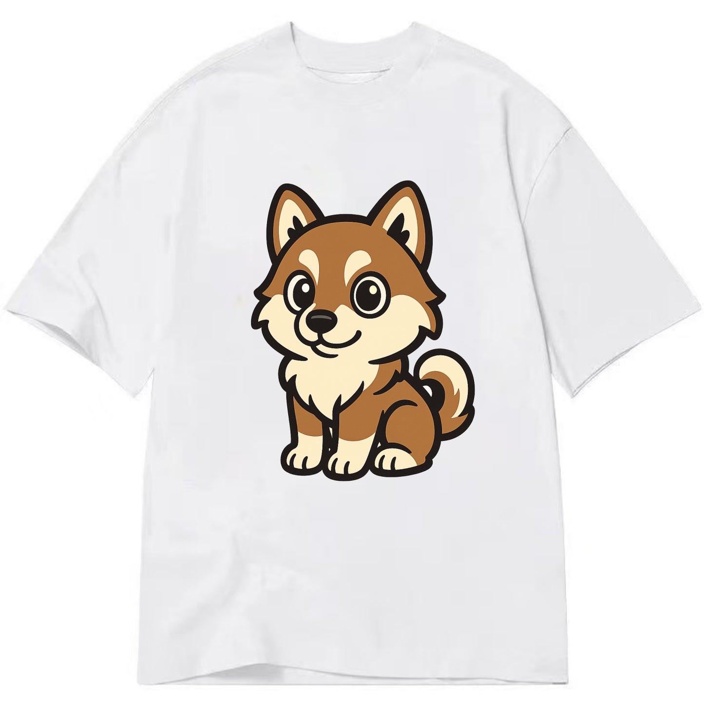 Pomsky - Pomeranian-Husky mix sitting pose - Classic T-shirt - White