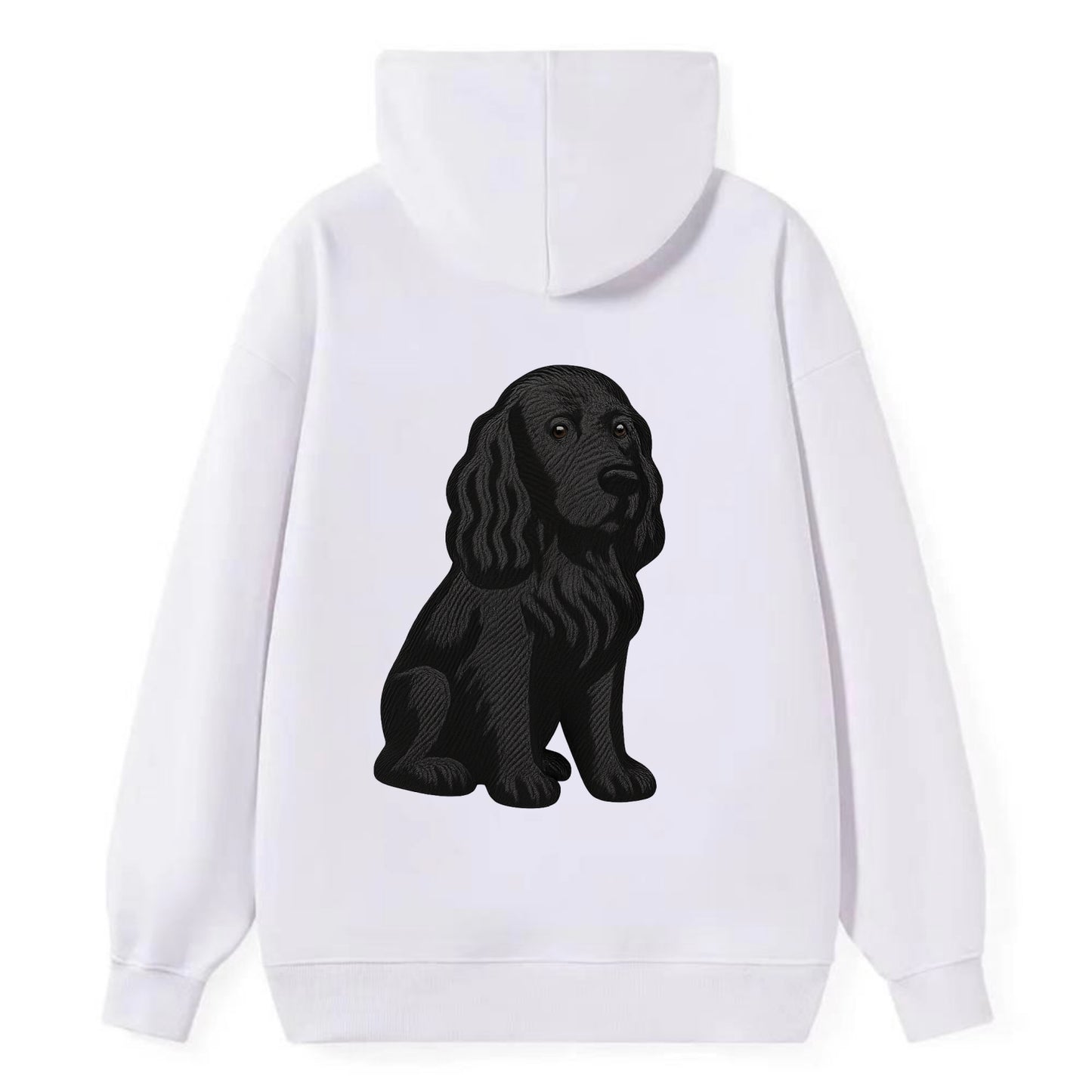 Field Spaniel - Black silky coat embroidered pose - Classic Pullover Hoodie - White