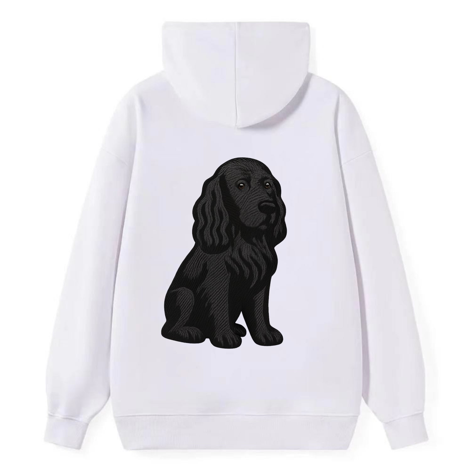 Field Spaniel - Black silky coat embroidered pose - Classic Pullover Hoodie - White
