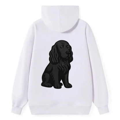 Field Spaniel - Black silky coat embroidered pose - Classic Pullover Hoodie - White
