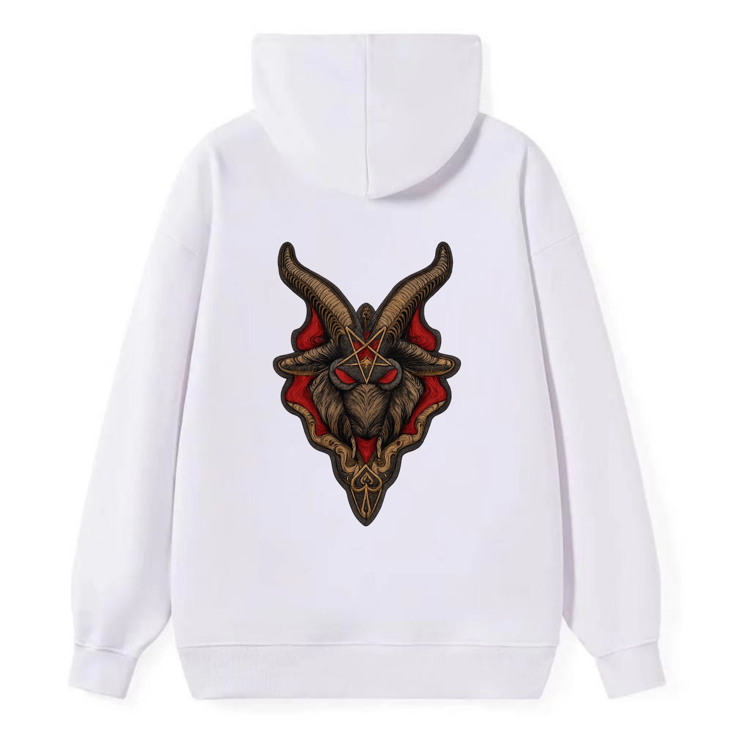 BAPHOMET HEAD - goat head symbol in black and red , occult - Classic Pullover Hoodie - White
