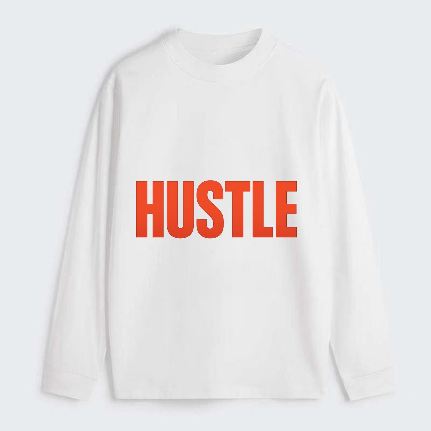 Bold typography design - "HUSTLE" - work hard, grind, chase dreams - Classic Long Sleeve Shirt - White