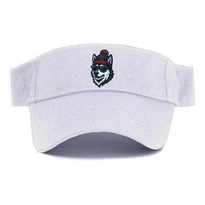 Storrs Husky wearing UConn beanie with C patch - Visor - White