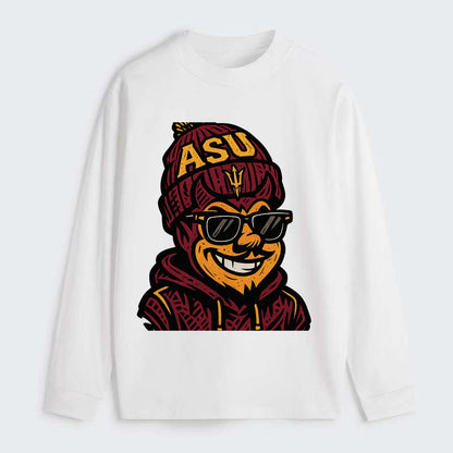 Tempe Sparky wearing Arizona State beanie with fork patch - Classic Long Sleeve Shirt - White