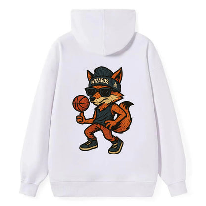 Washington Fox wearing Wizards beanie with capitol patch and wayfarer - Classic Pullover Hoodie - White