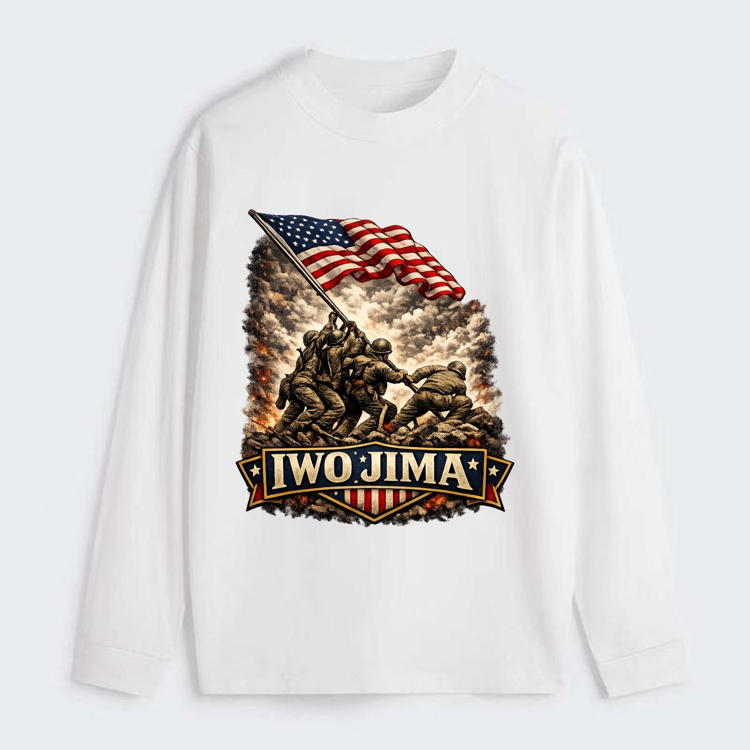 Iwo Jima Flag Raising - Classic Long Sleeve Shirt - White