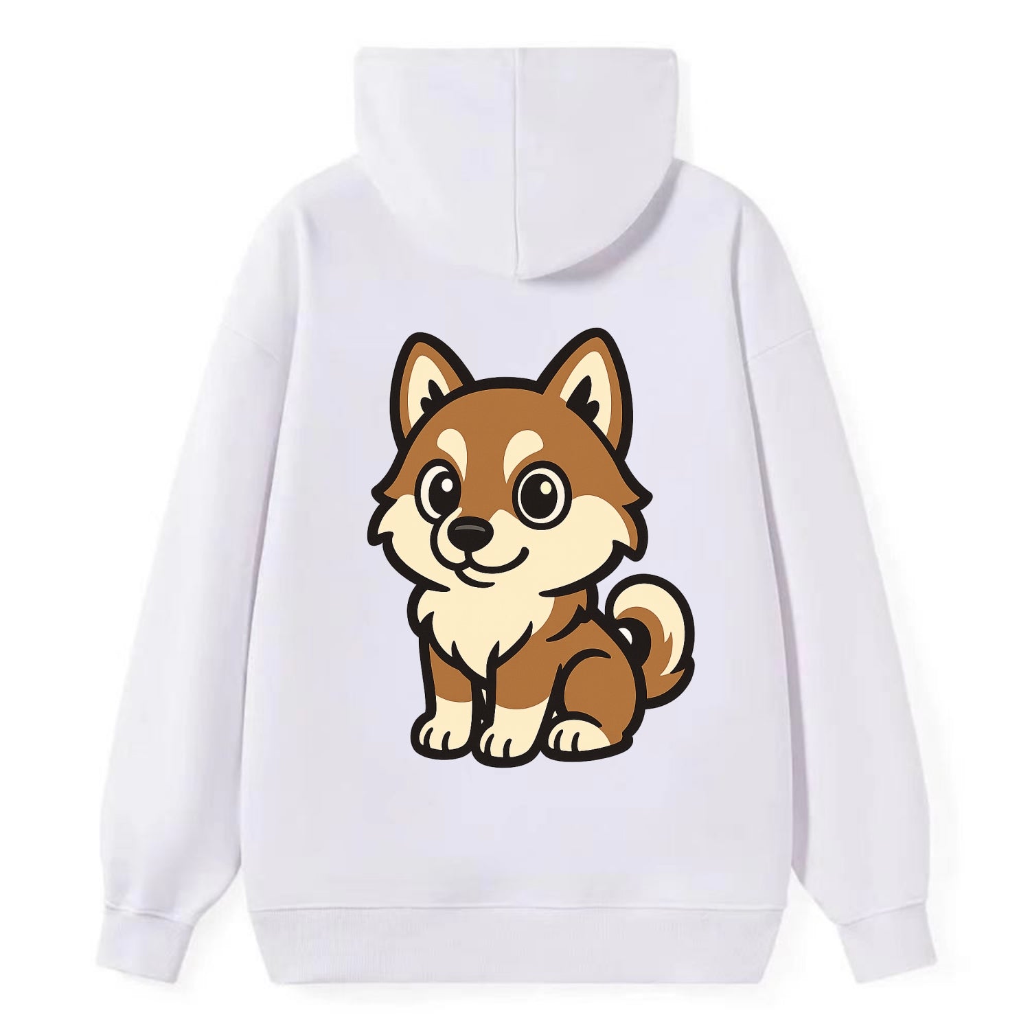 Pomsky - Pomeranian-Husky mix sitting pose - Classic Pullover Hoodie - White