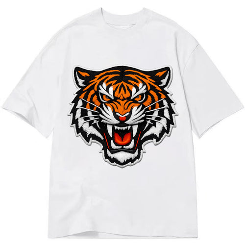 TIGER STRIPES FACE - fierce tiger face in orange, black and white , predator power - Classic T-shirt