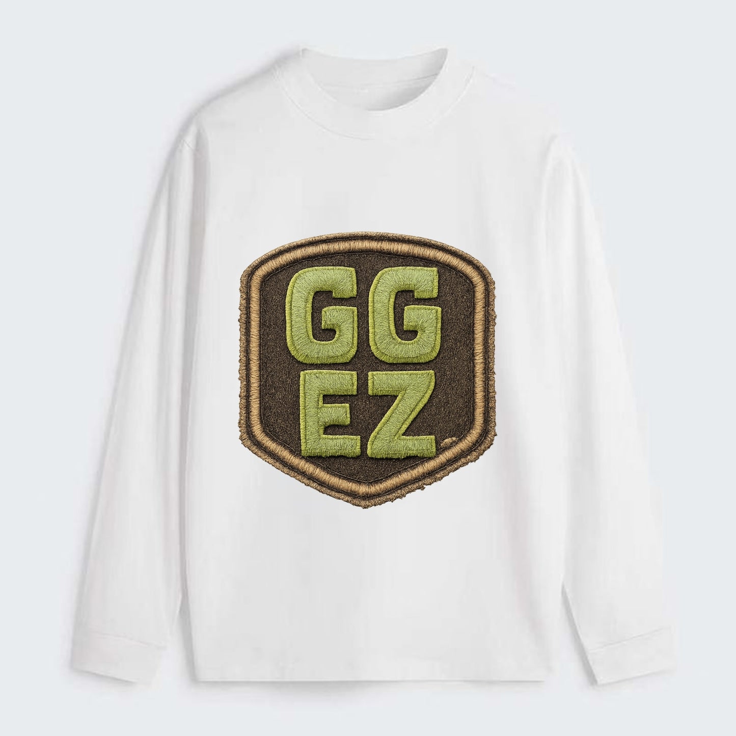 GG EZ - victory text in neon green , easy win - Classic Long Sleeve Shirt - White