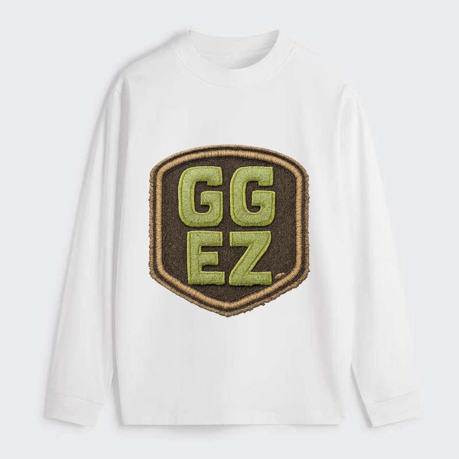 GG EZ - victory text in neon green , easy win - Classic Long Sleeve Shirt - White