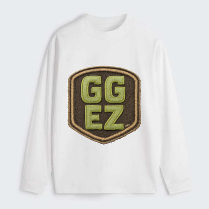 GG EZ - victory text in neon green , easy win - Classic Long Sleeve Shirt - White