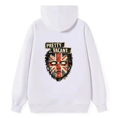 PRETTY VACANT | Blank stare Union Jack face | Empty expression | Punk - Classic Pullover Hoodie - White