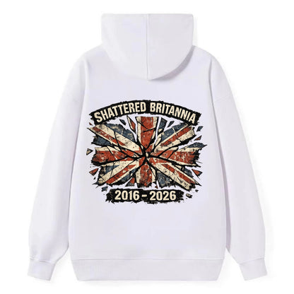 SHATTERED BRITANNIA | Cracked broken Union Jack | Fragmented glass effect - Classic Pullover Hoodie - White