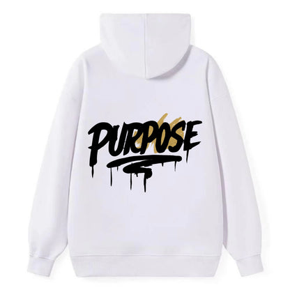 Bold typography design - "PURPOSE" - reason for being - Classic Pullover Hoodie - White