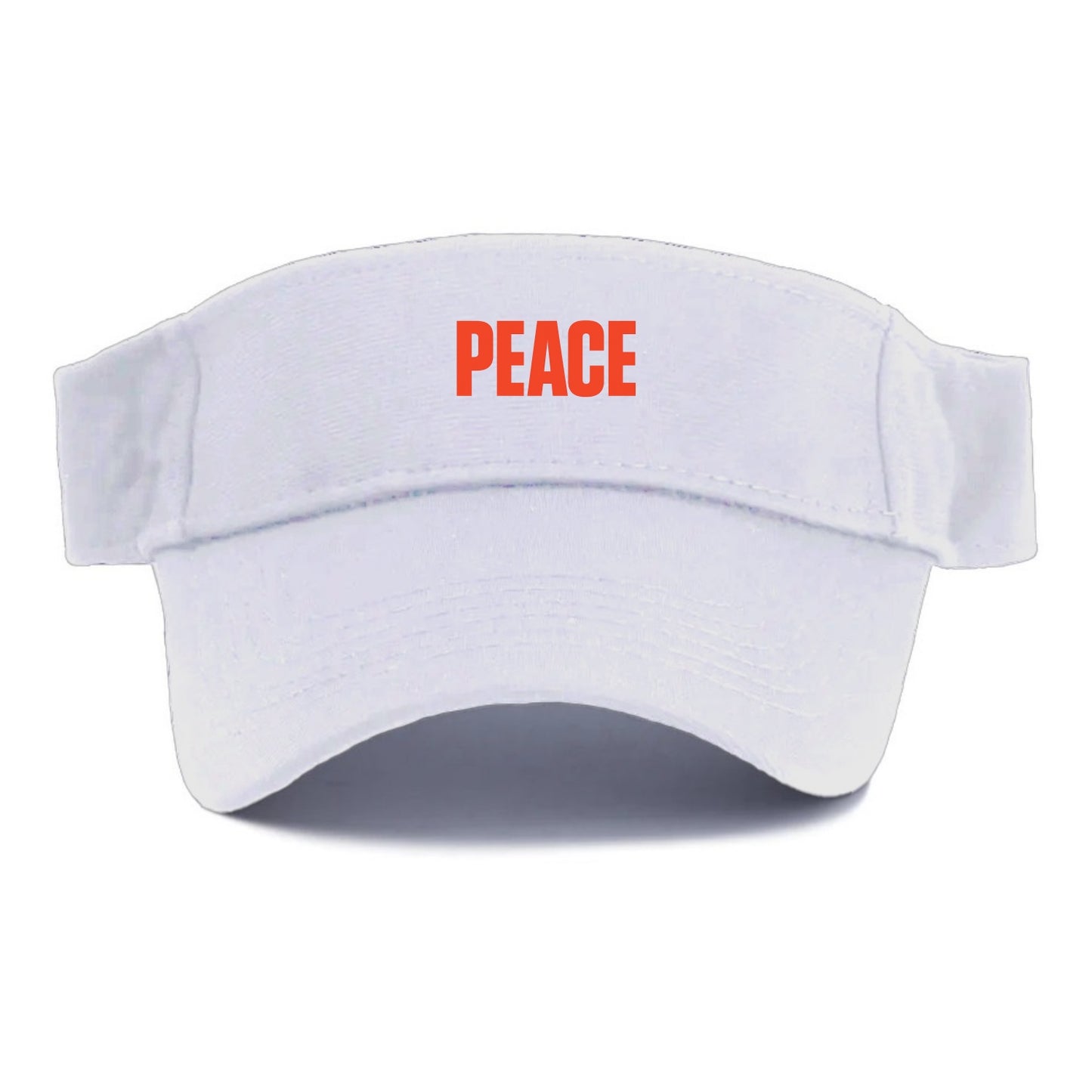 Bold typography design - "PEACE" - inner calm, tranquility, serenity - Visor - White