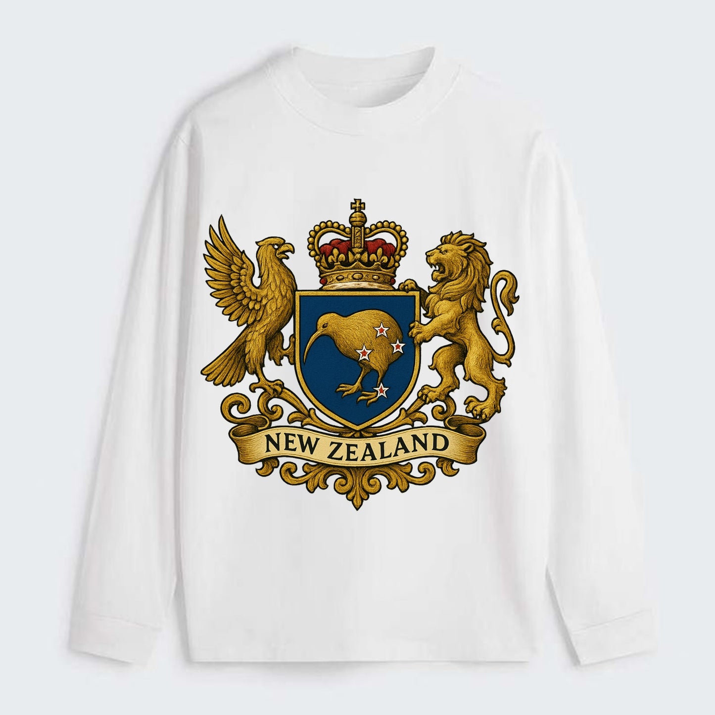 New Zealand Heritage Badge - Classic Long Sleeve Shirt - White
