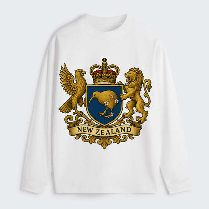 New Zealand Heritage Badge - Classic Long Sleeve Shirt - White