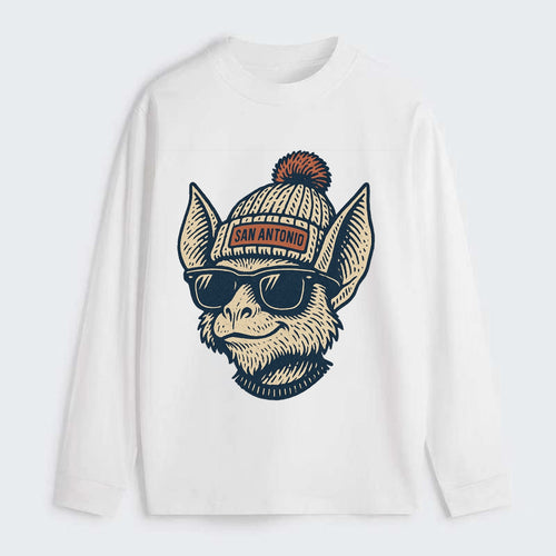 San Antonio Bat wearing San Antonio beanie with pom pom and wayfarer - Classic Long Sleeve Shirt
