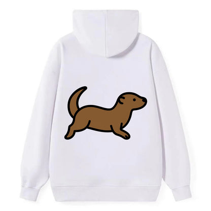 Otter - Brown sleek swimming pose flat side profile - Classic Pullover Hoodie - White