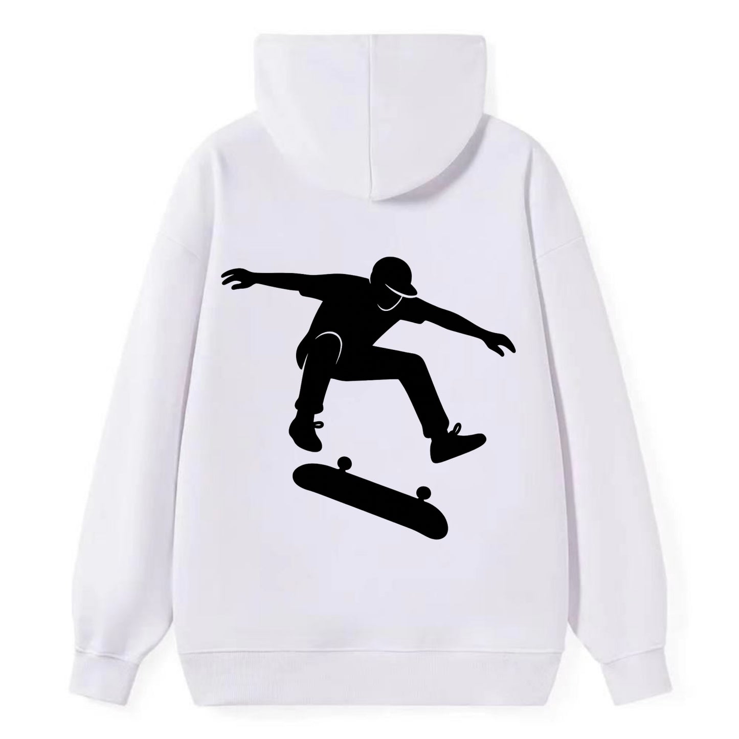 Skateboarder doing kickflip trick - Classic Pullover Hoodie - White