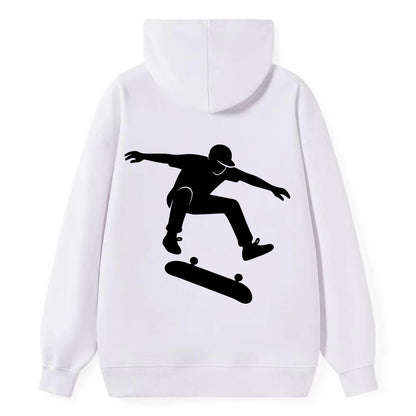 Skateboarder doing kickflip trick - Classic Pullover Hoodie - White