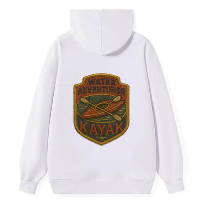 Kayak with paddle - water adventurer - Classic Pullover Hoodie - White