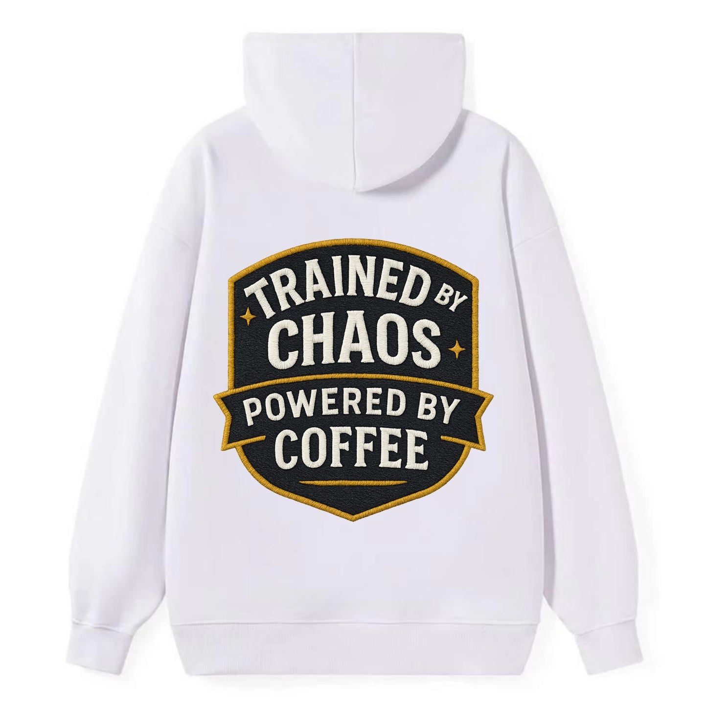 Trained by chaos, powered by coffee - Classic Pullover Hoodie - White