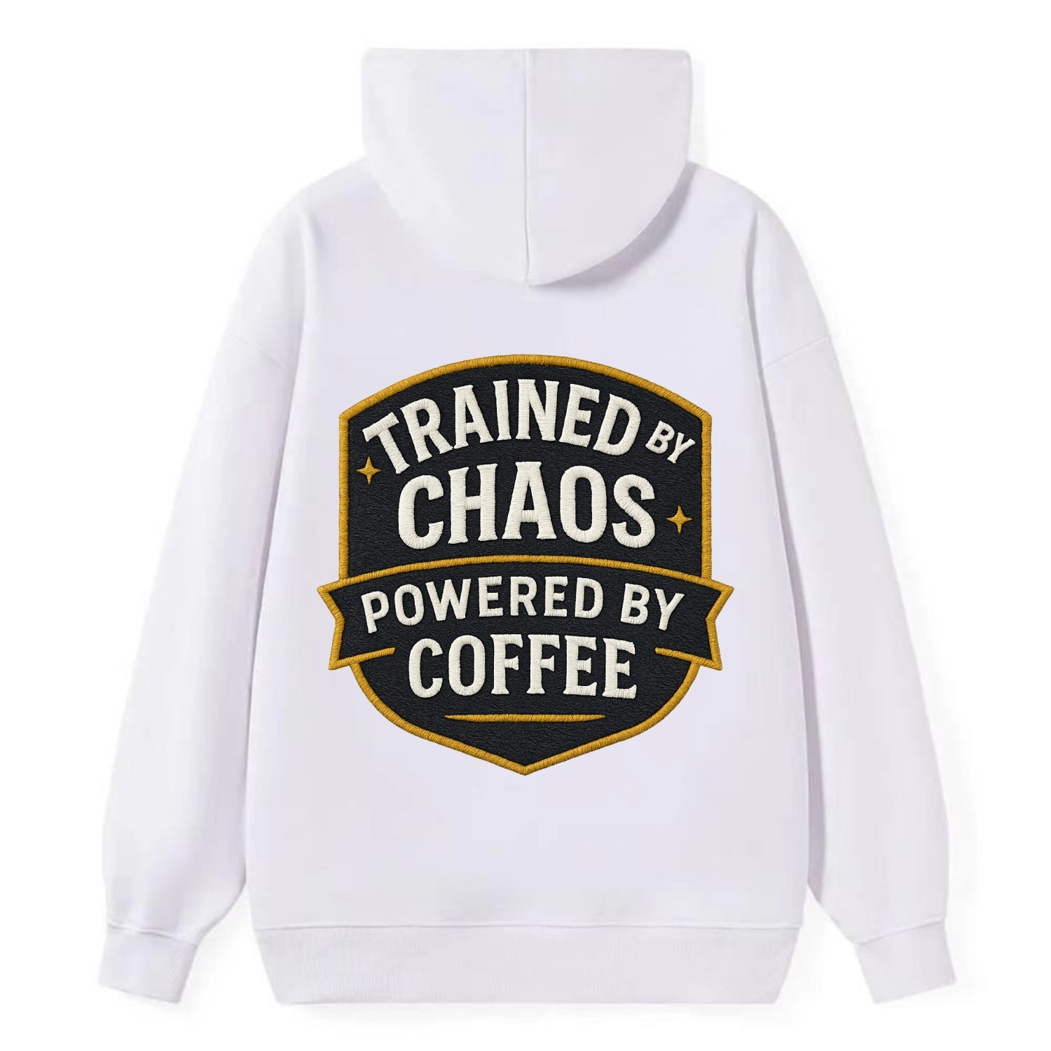 Trained by chaos, powered by coffee - Classic Pullover Hoodie - White