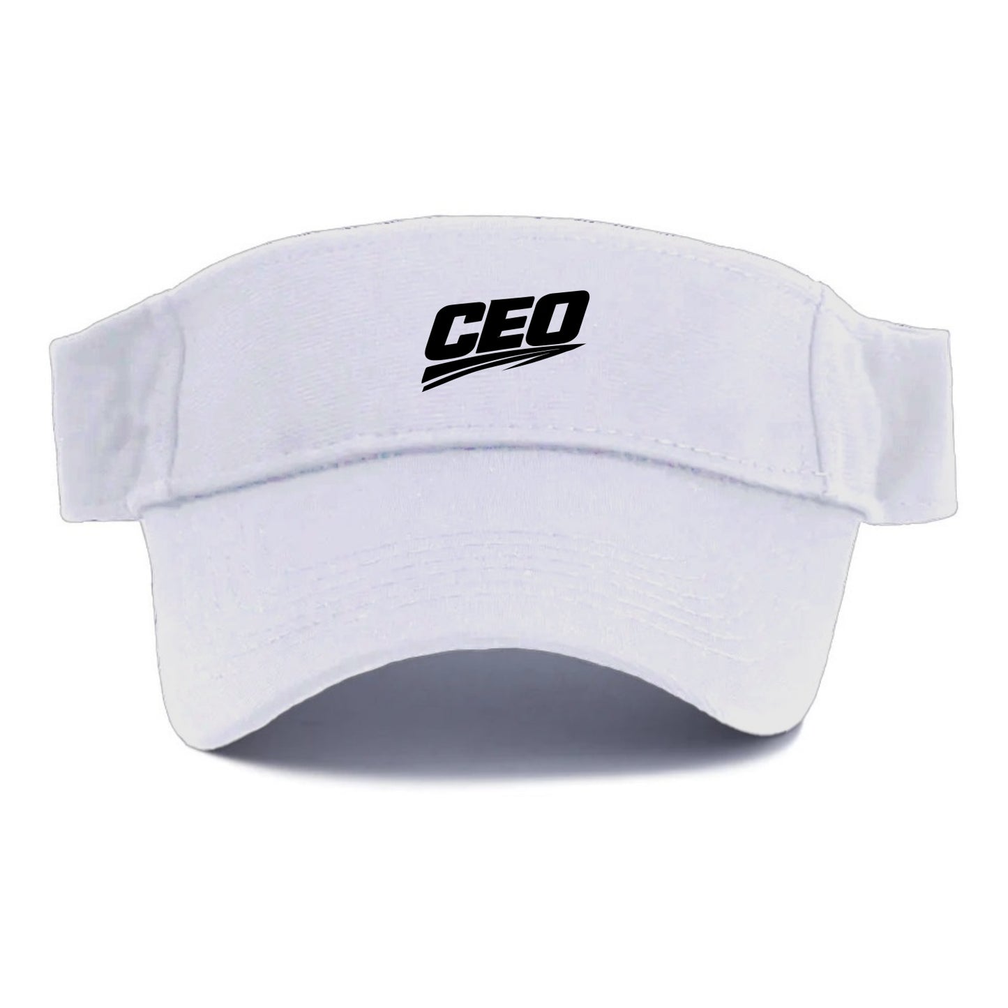 Bold typography design - "CEO" - chief executive, running things - Visor - White