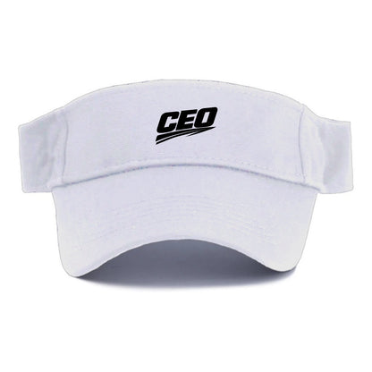 Bold typography design - "CEO" - chief executive, running things - Visor - White