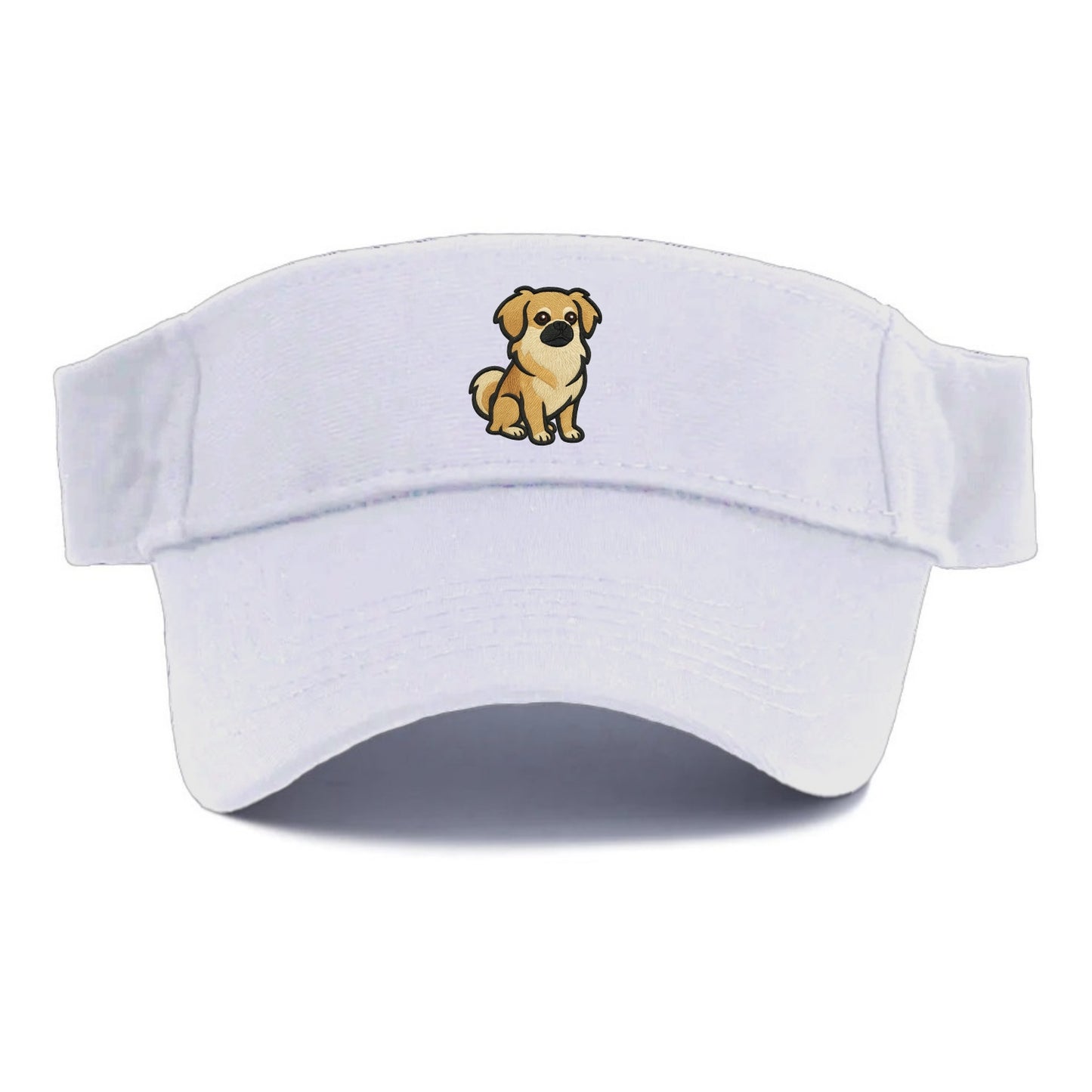 Tibetan Spaniel - Fawn small dog embroidered design - Visor - White